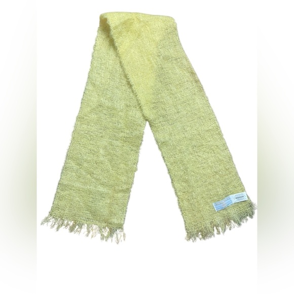 Archie Moore & Son Mohair/Wool Scarf Yellow Made in Scotland Travel Luxury Cozy - Picture 4 of 9